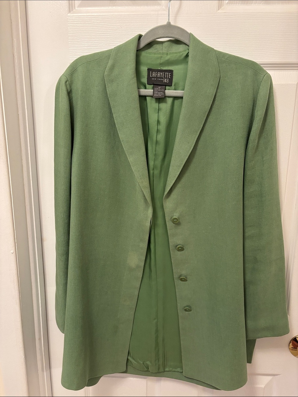 Lafayette 148 New York Light Green Shawl-Collar Blazer
